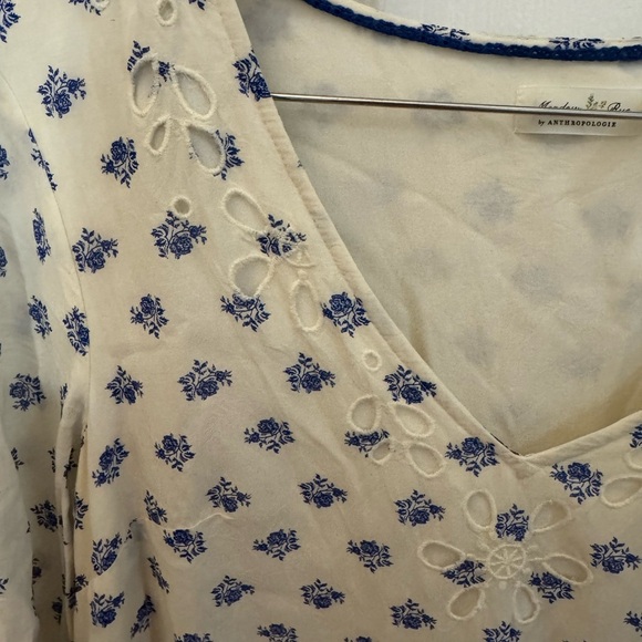 Anthropologie Cream and Blue Floral dress - Picture 2 of 6